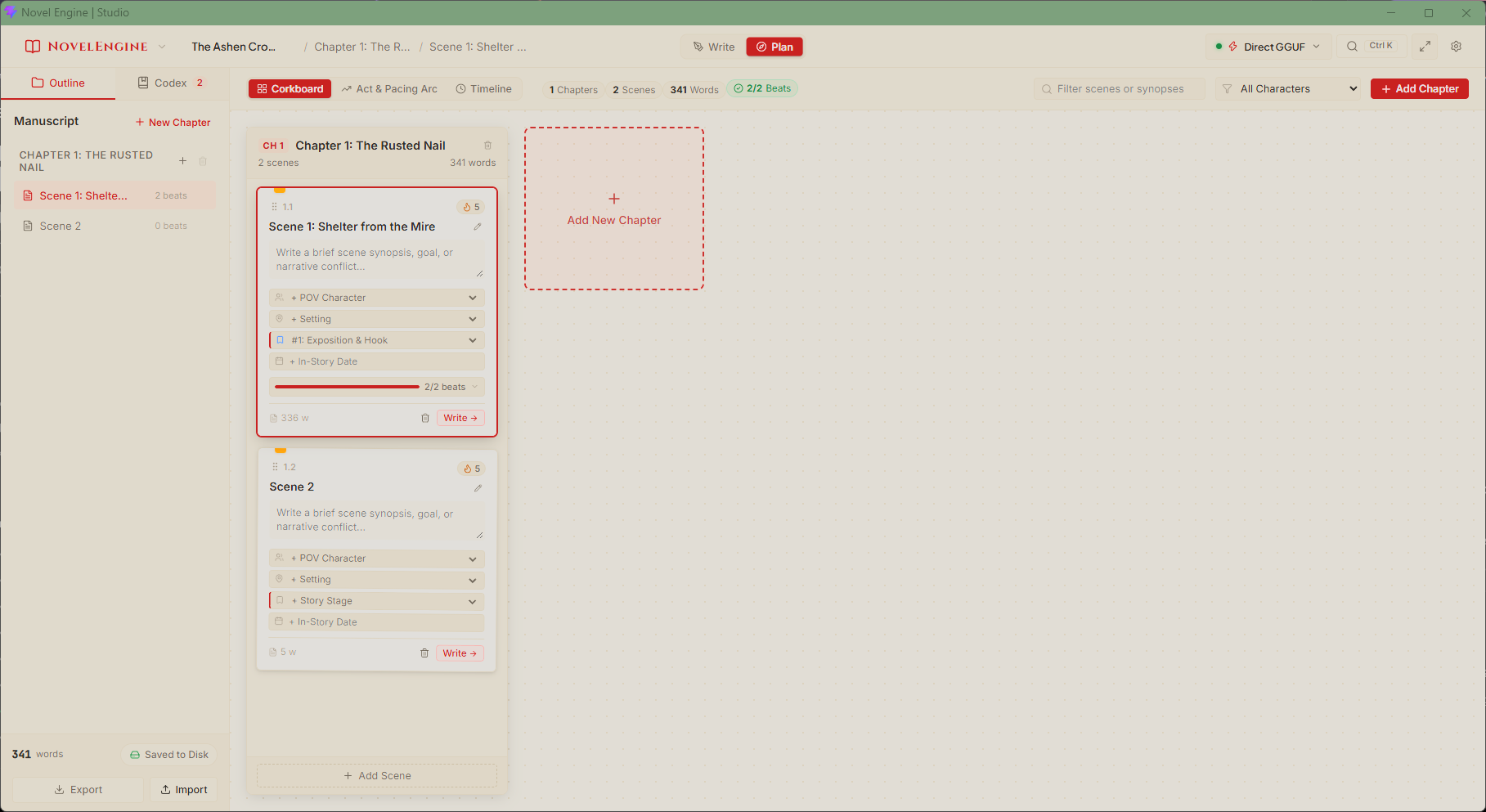 NovelEngine Visual Corkboard