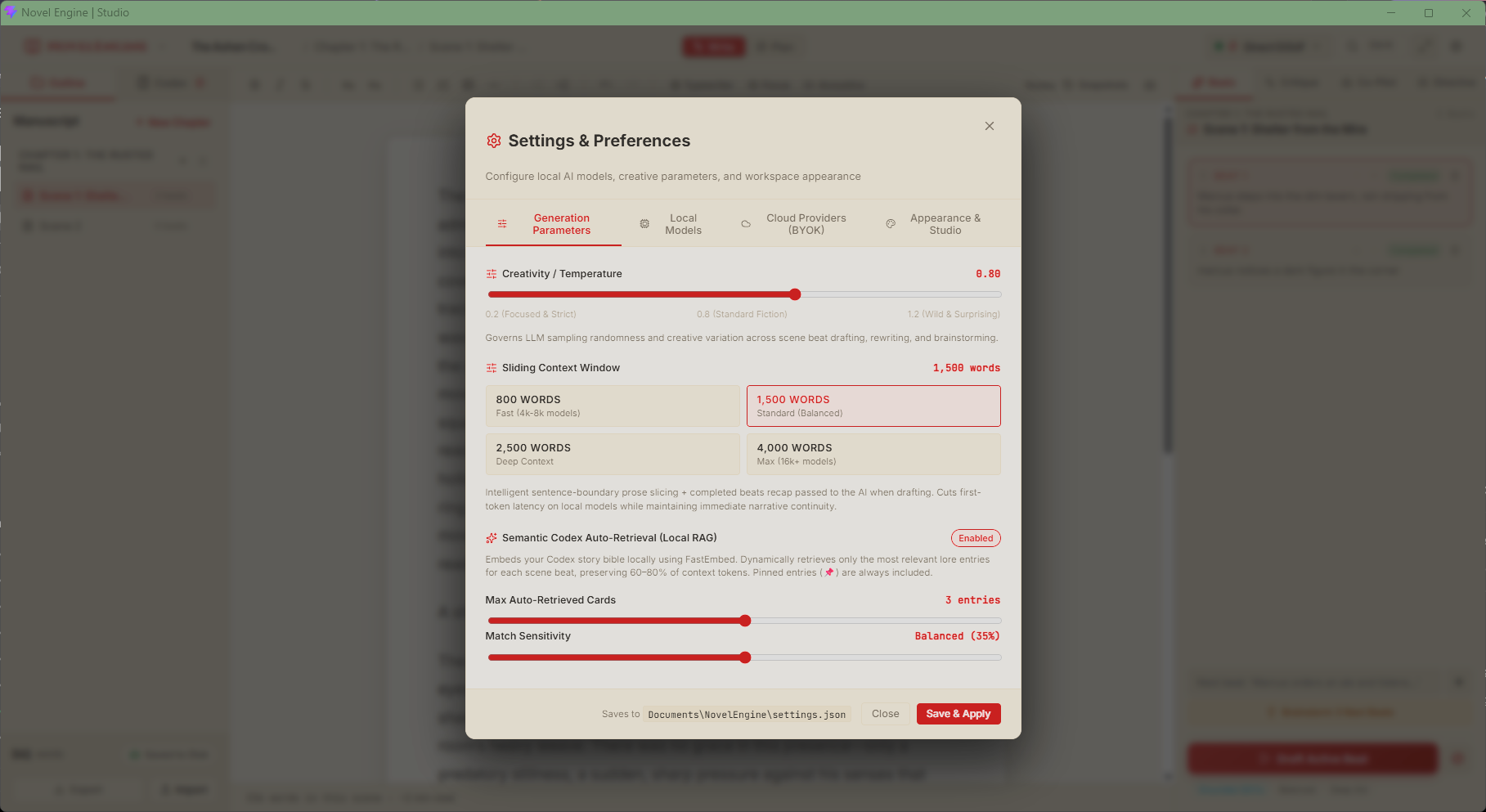 NovelEngine Settings and Model Management